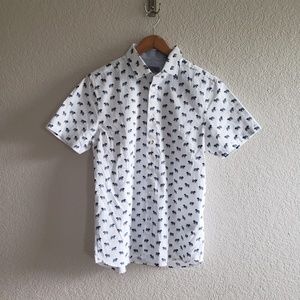 Ted Baker London Shirts - Ted Baker Blue Elephant Short Sleeve Shirt Ted Baker London Shirts - Ted Baker Blue Elephant Short Sleeve Shirt